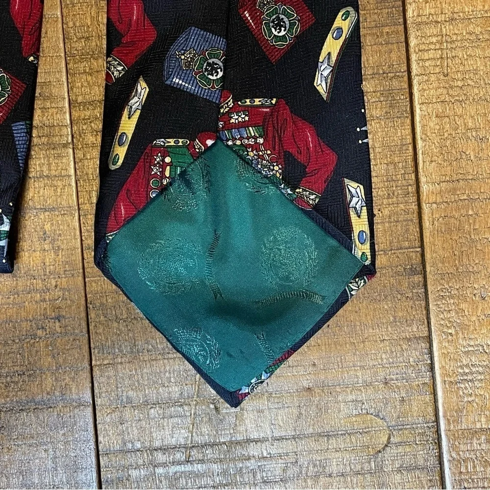Vintage Tommy Hilfiger‎ Royal Military Attire Medallions Print Silk Tie